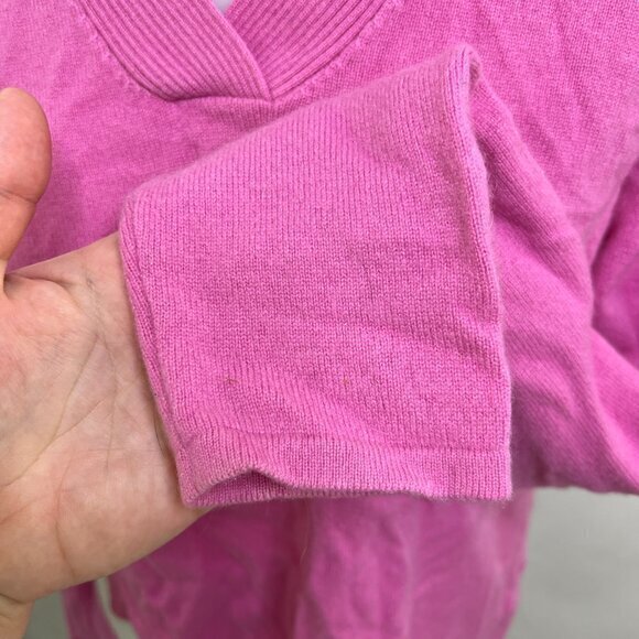 Hanna Andersson Sweater M Pink 100% Cashmere V-neck Long Sleeve Solid Barbiecore - Picture 5 of 13